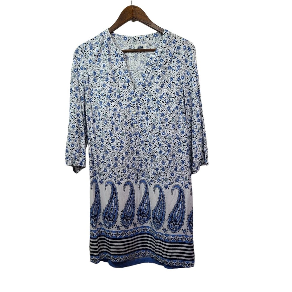 Old Navy Paisley V Neck Shift Dress Womems Medium